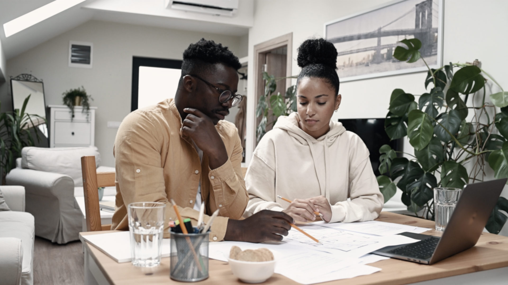 couple going through their family finances