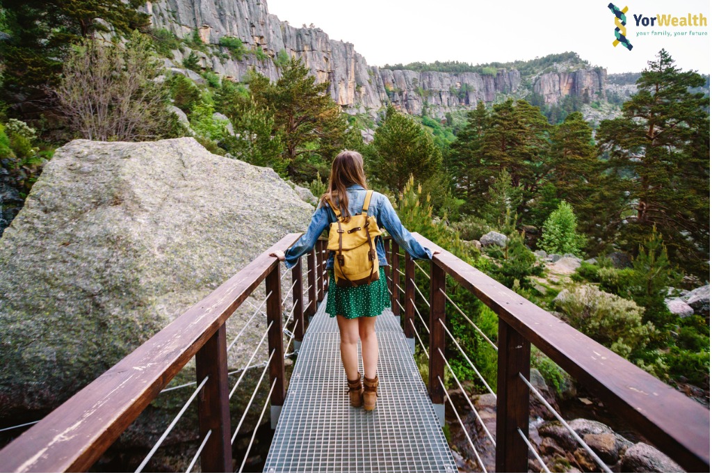 walking over a bridge
